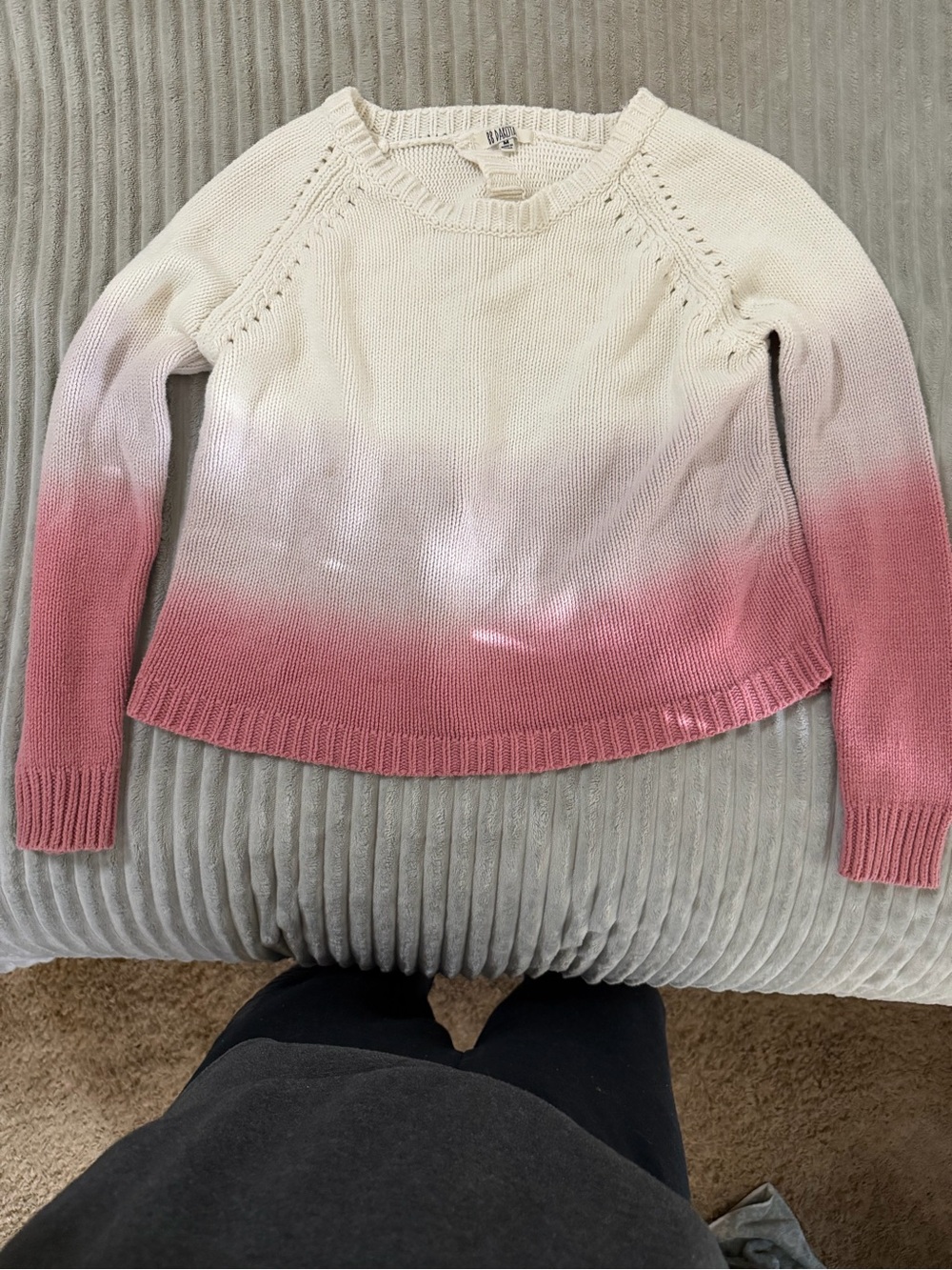 Ombre Crewneck Sweater in Cream and Pink
